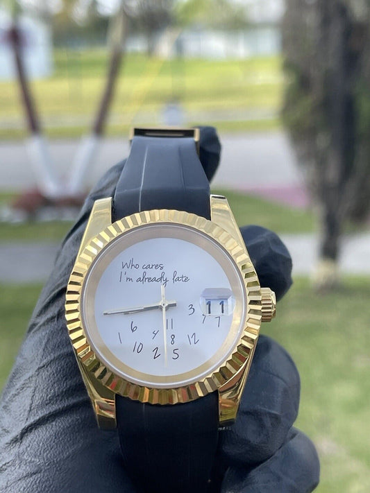 Datejust Mod 39mm Gold Watch - Who Cares I’m Already Late